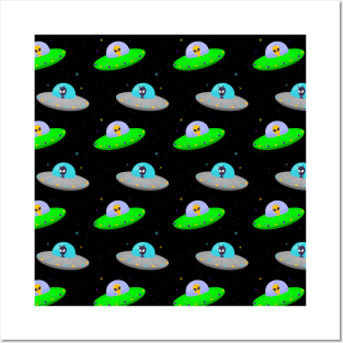 UFO Pattern Digital Art Posters and Art